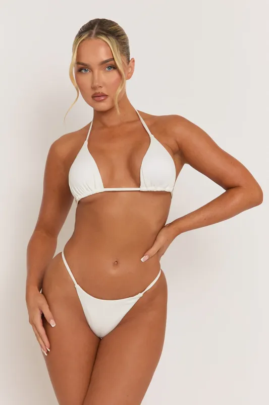 White Ribbed Basic Triangle Bikini - Vitalia sold by Rebellious Fashion