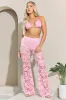 Pink Lace Kick Flare Trousers - Antonella sold by Rebellious Fashion