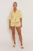 Butter Yellow Crochet Cropped Shirt and Short Co-ord Set - Clover sold by Rebellious Fashion
