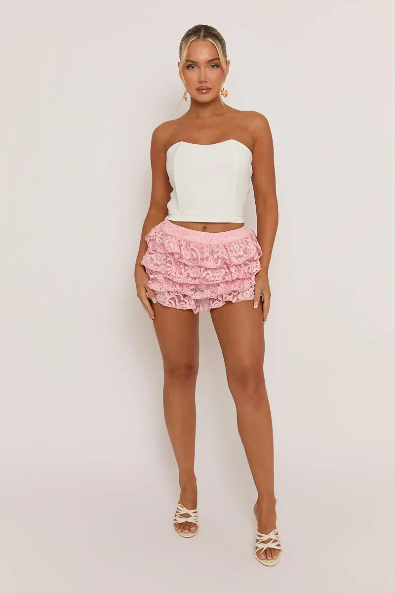 White Boned Lace Back Corset Top - Veda sold by Rebellious Fashion product image thumbnail 2