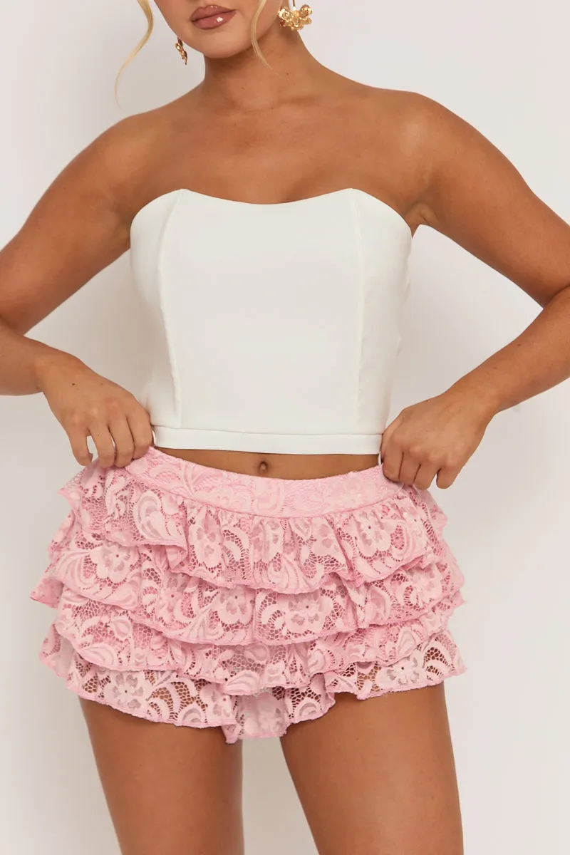 White Boned Lace Back Corset Top - Veda sold by Rebellious Fashion product image thumbnail 5