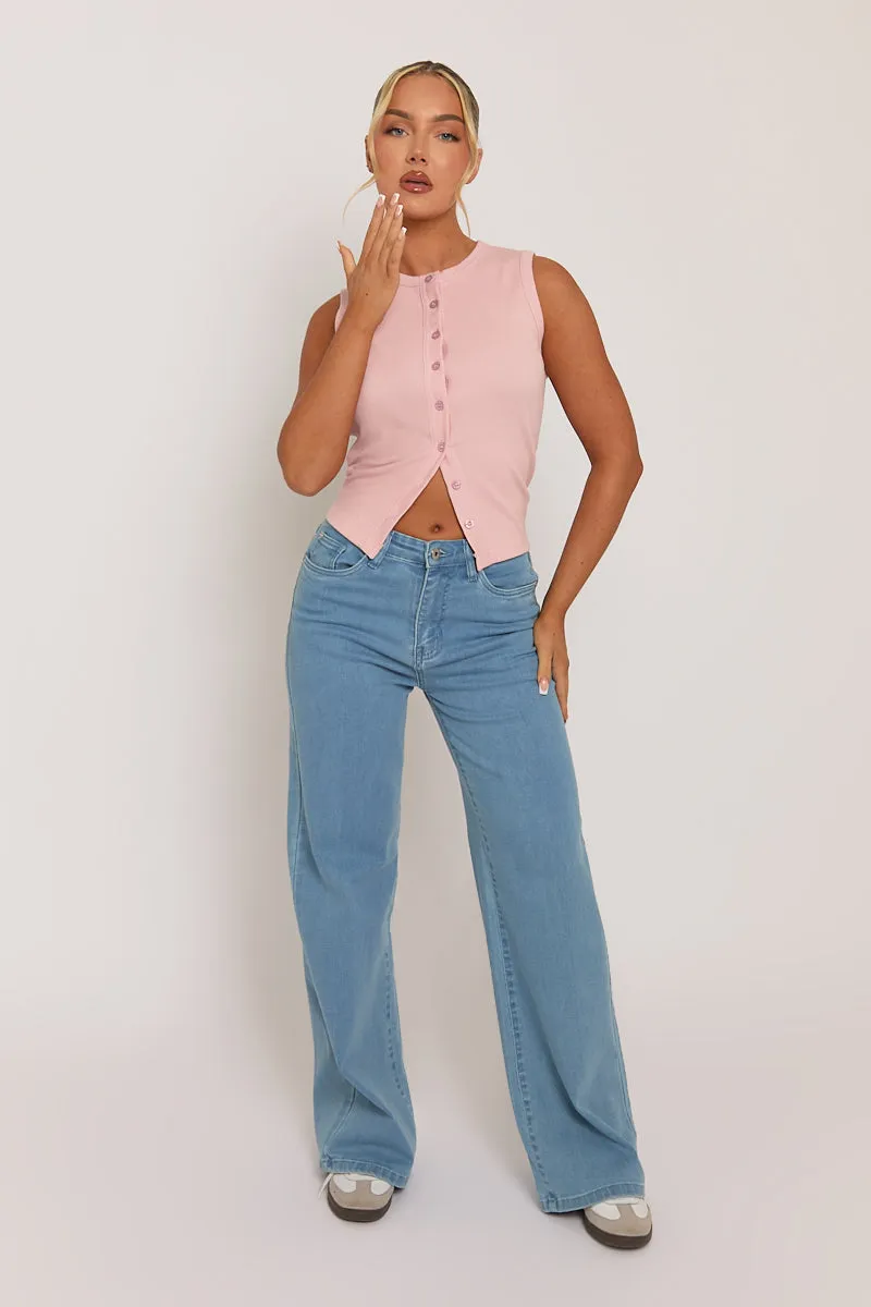 Light Blue Wide Leg Jeans - Selah sold by Rebellious Fashion product image thumbnail 2