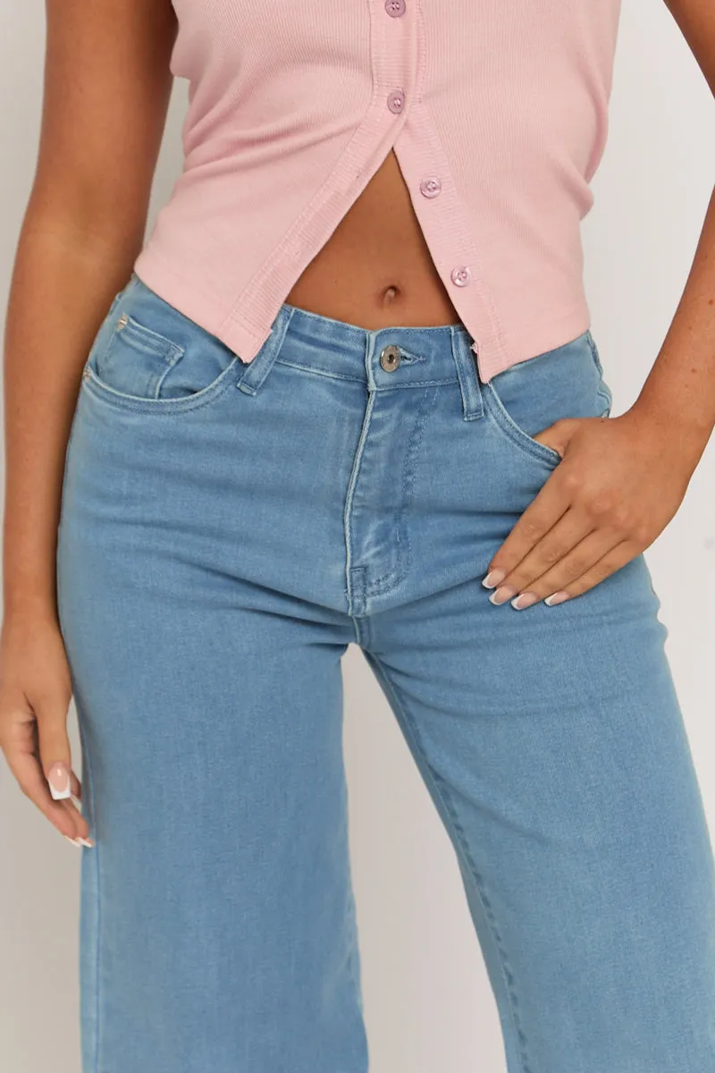 Light Blue Wide Leg Jeans - Selah sold by Rebellious Fashion product image thumbnail 4