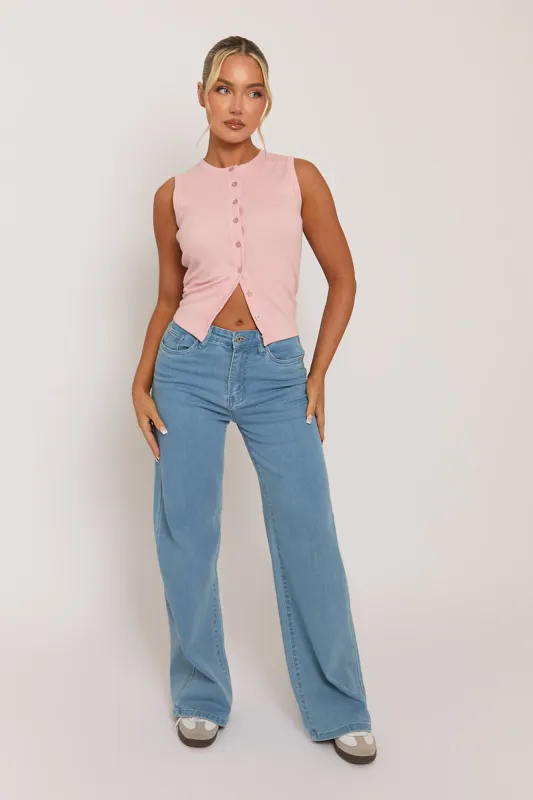 Light Blue Wide Leg Jeans - Selah sold by Rebellious Fashion
