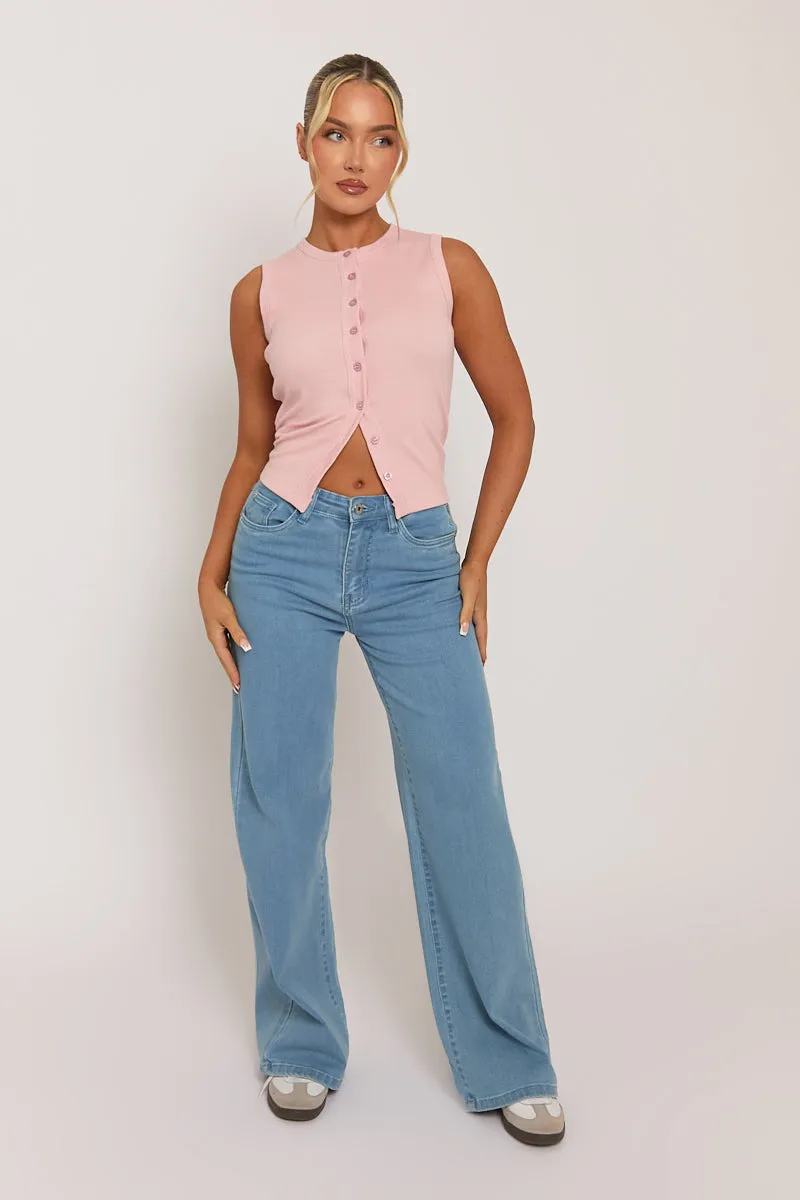 Light Blue Wide Leg Jeans - Selah sold by Rebellious Fashion