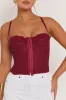 Wine Lace Back Boned Corset Top - Aleks sold by Rebellious Fashion