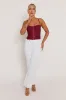 Wine Lace Back Boned Corset Top - Aleks sold by Rebellious Fashion