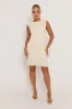Cream Ruched Side Shift Mini Dress - Irina sold by Rebellious Fashion
