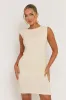 Cream Ruched Side Shift Mini Dress - Irina sold by Rebellious Fashion