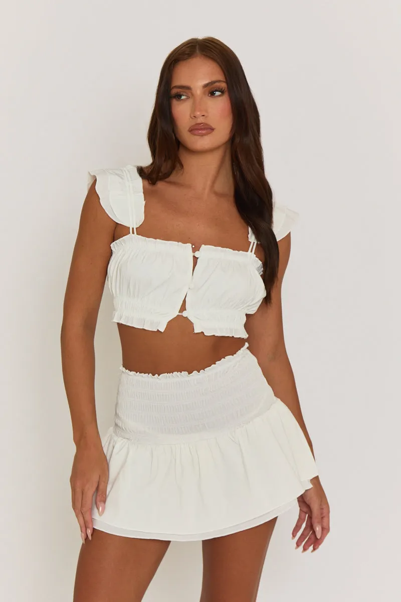 White Shirred Bralet and Mini Skirt Co-ord Set - Intanin sold by Rebellious Fashion product image thumbnail 4