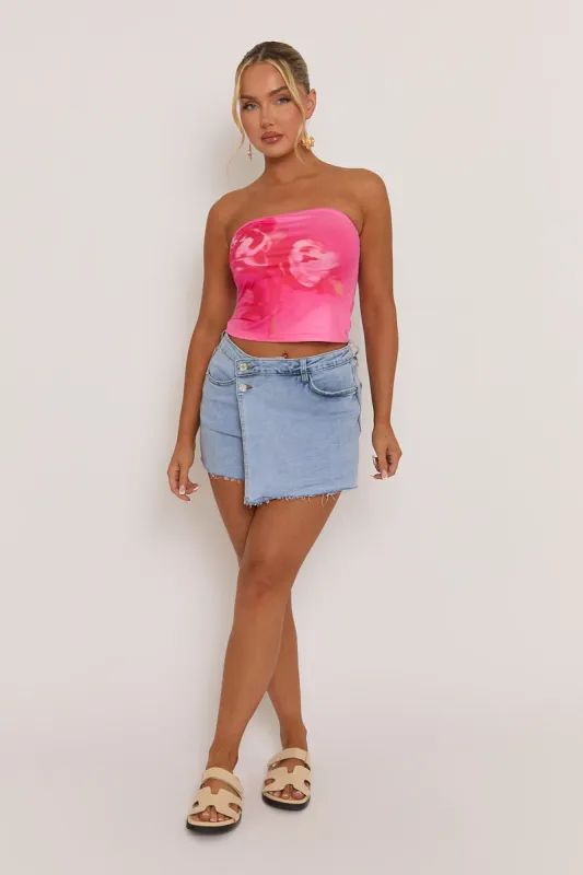 Light Blue Asymmetric Skort - Naomi sold by Rebellious Fashion