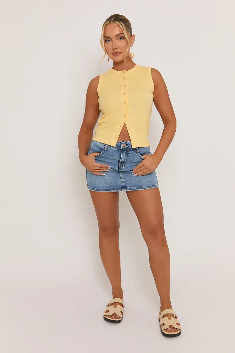 Mid Blue Acid Wash Denim Mini Skirt - Lainey sold by Rebellious Fashion product image thumbnail 2