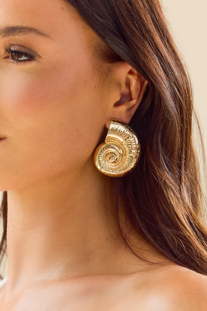 Gold Shell Earrings - Bizzy sold by Rebellious Fashion