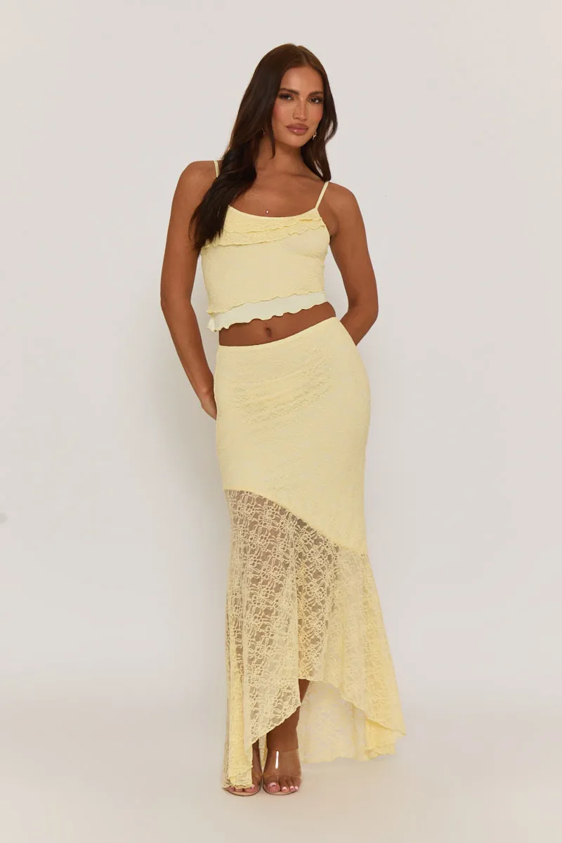 Butter Yellow Lace Ruffle Top and Maxi Skirt Co-ord Set - Claire sold by Rebellious Fashion product image thumbnail 5