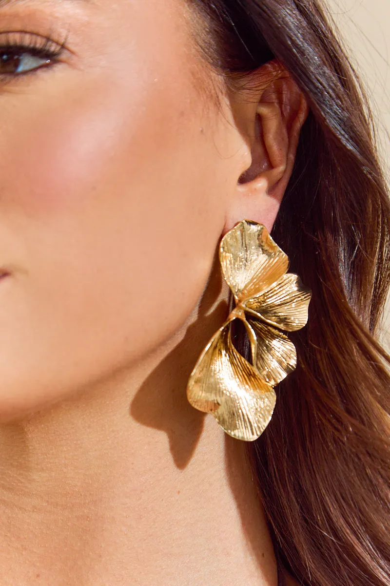 Gold Statement Flower Earrings - Bella sold by Rebellious Fashion product image thumbnail 2