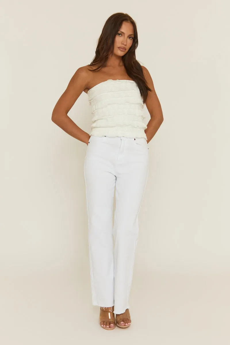 White Broderie Ruffle Bandeau Top - Lila sold by Rebellious Fashion product image thumbnail 3