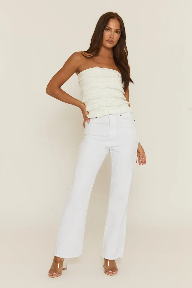 White Broderie Ruffle Bandeau Top - Lila sold by Rebellious Fashion product image thumbnail 2