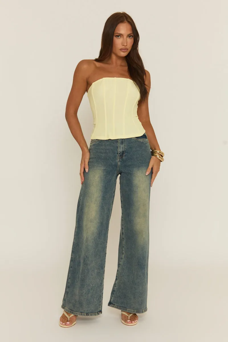 Yellow Boned Corset Top - Natalya sold by Rebellious Fashion product image thumbnail 2