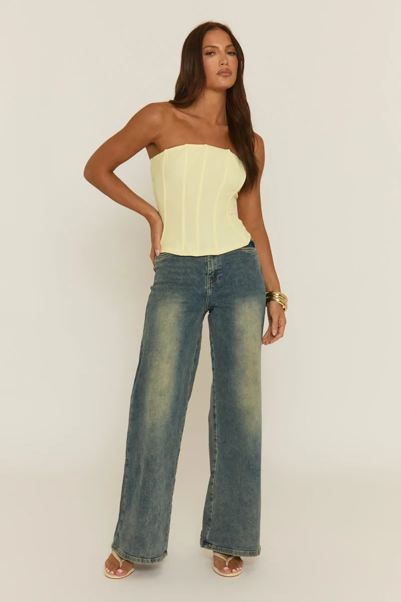 Yellow Boned Corset Top - Natalya sold by Rebellious Fashion product image thumbnail 3
