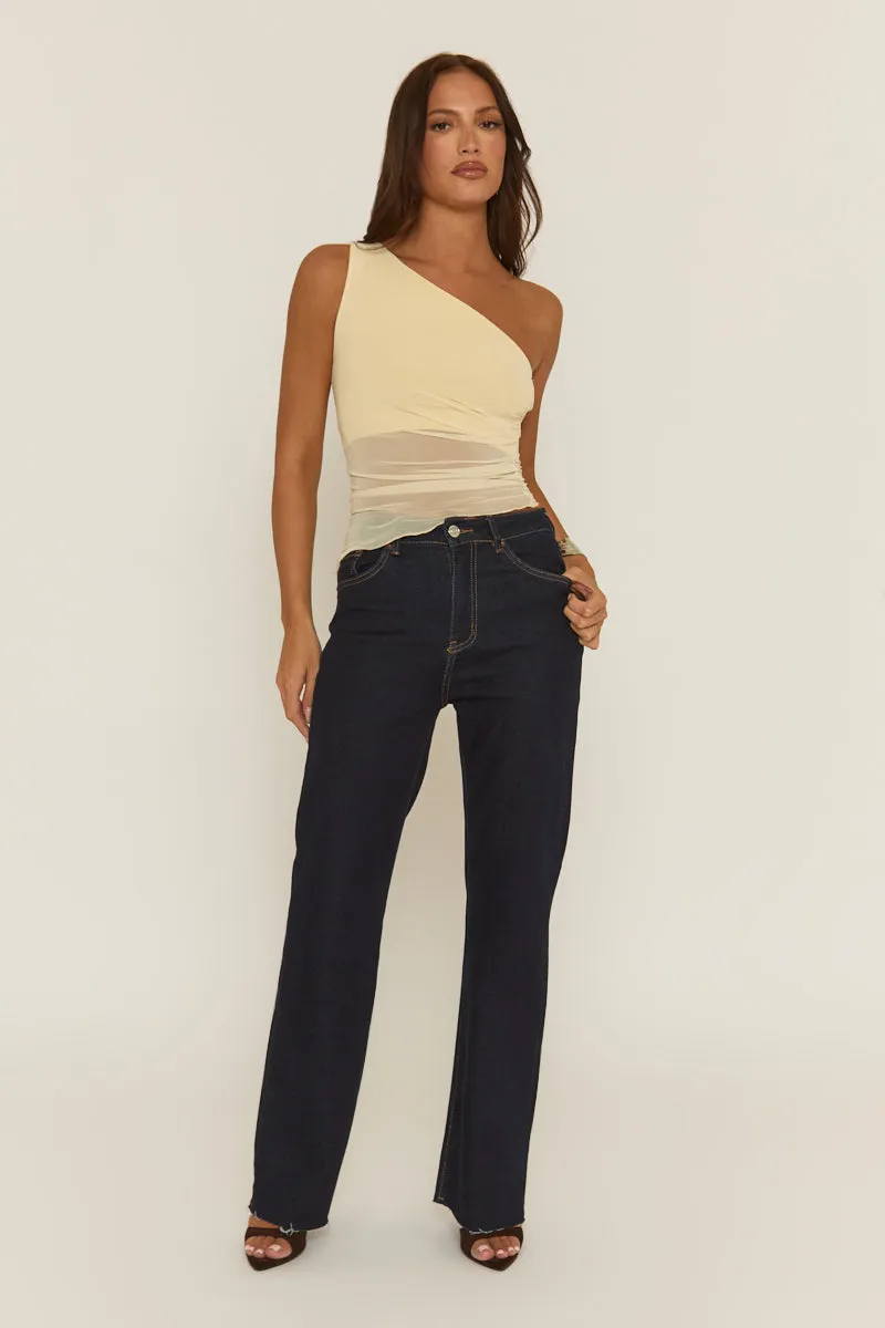 Butter Yellow Mesh Asymmetric Top - Amelia sold by Rebellious Fashion product image thumbnail 2