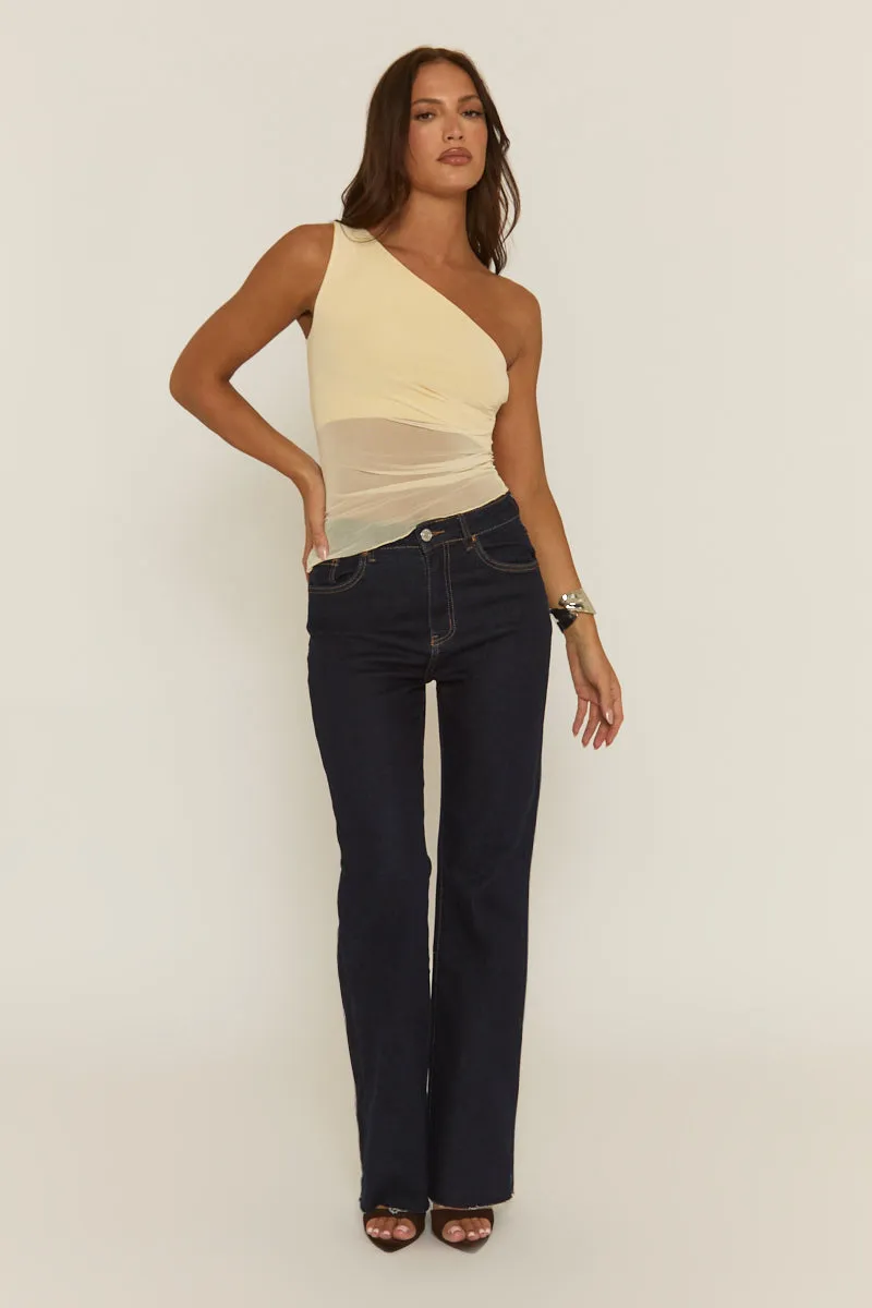 Butter Yellow Mesh Asymmetric Top - Amelia sold by Rebellious Fashion product image thumbnail 3