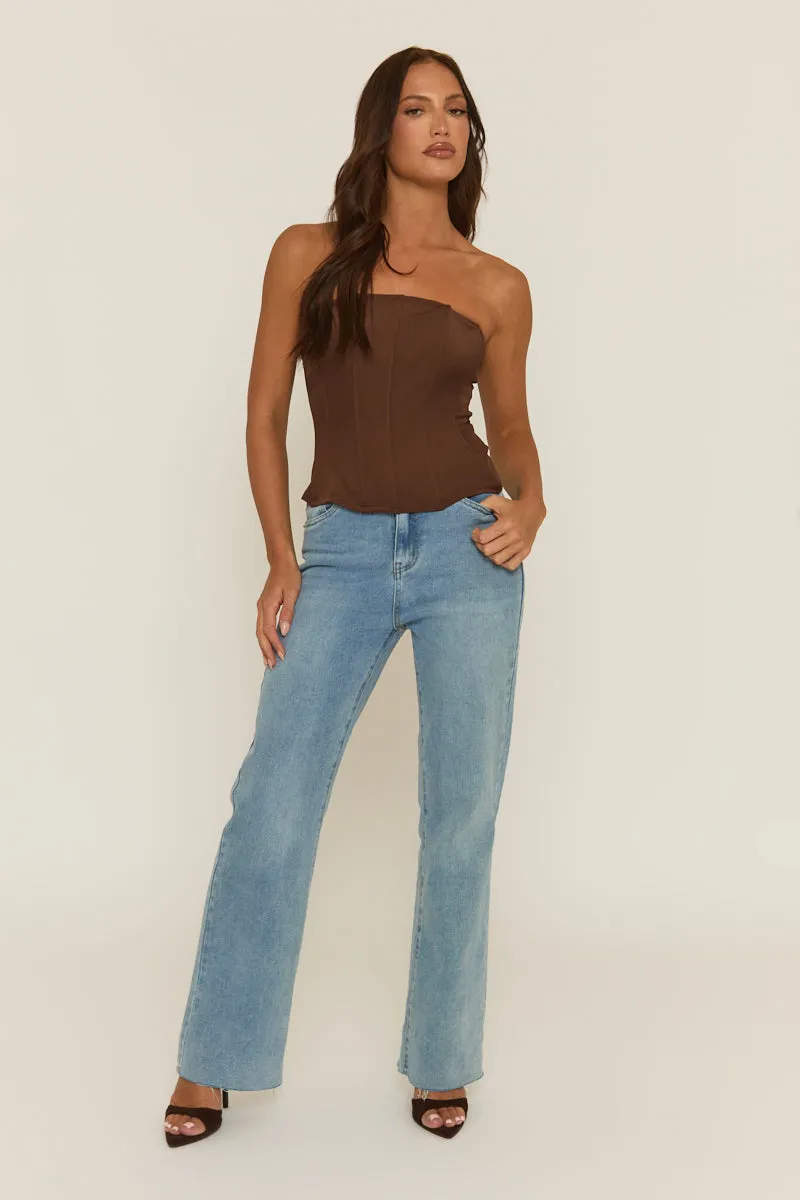 Brown Boned Corset Top - Natalya sold by Rebellious Fashion product image thumbnail 2