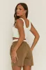 Brown Rib Crop Top and Short Lounge Set - Aliya sold by Rebellious Fashion