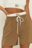 Brown Rib Crop Top and Short Lounge Set - Aliya sold by Rebellious Fashion