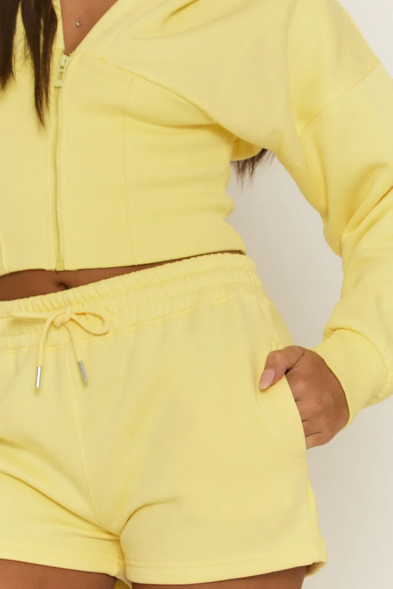 Yellow Cinched Waist Hoodie and Short Lounge Set - Ana sold by Rebellious Fashion product image thumbnail 3