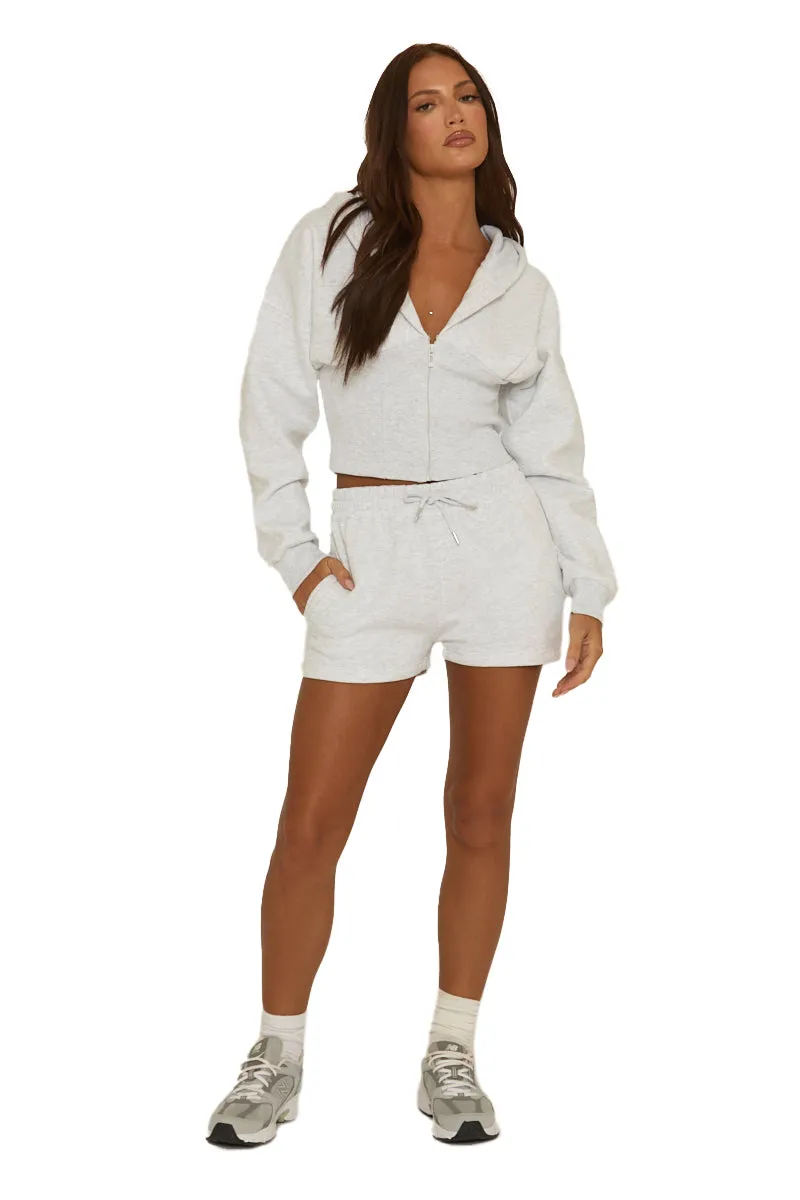 Light Grey Cinched Waist Hoodie and Short Lounge Set - Ana sold by Rebellious Fashion product image thumbnail 5