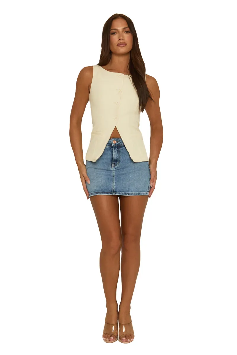 Cream Slash Neck Woven Waistcoat - Maryam sold by Rebellious Fashion product image thumbnail 5