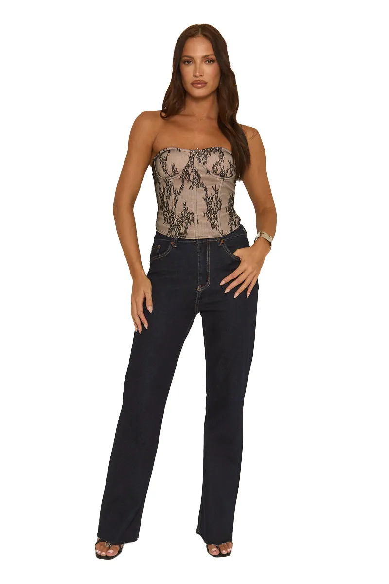 Black Contrast Lace Corset Top - Anna sold by Rebellious Fashion product image thumbnail 5