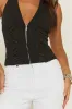 Black Halterneck Lace Detail Plunge Top - Olive sold by Rebellious Fashion