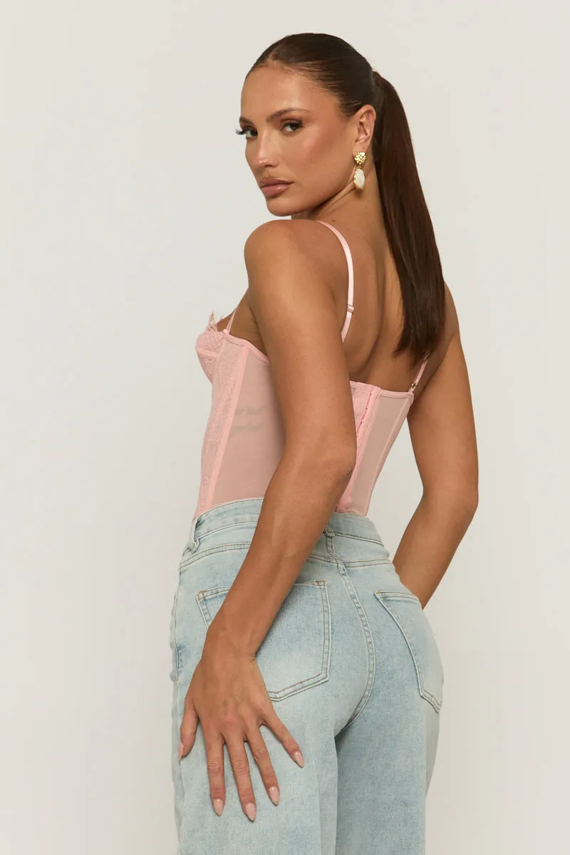 Pink Eyelash Lace Corset Top - Peru sold by Rebellious Fashion product image thumbnail 5