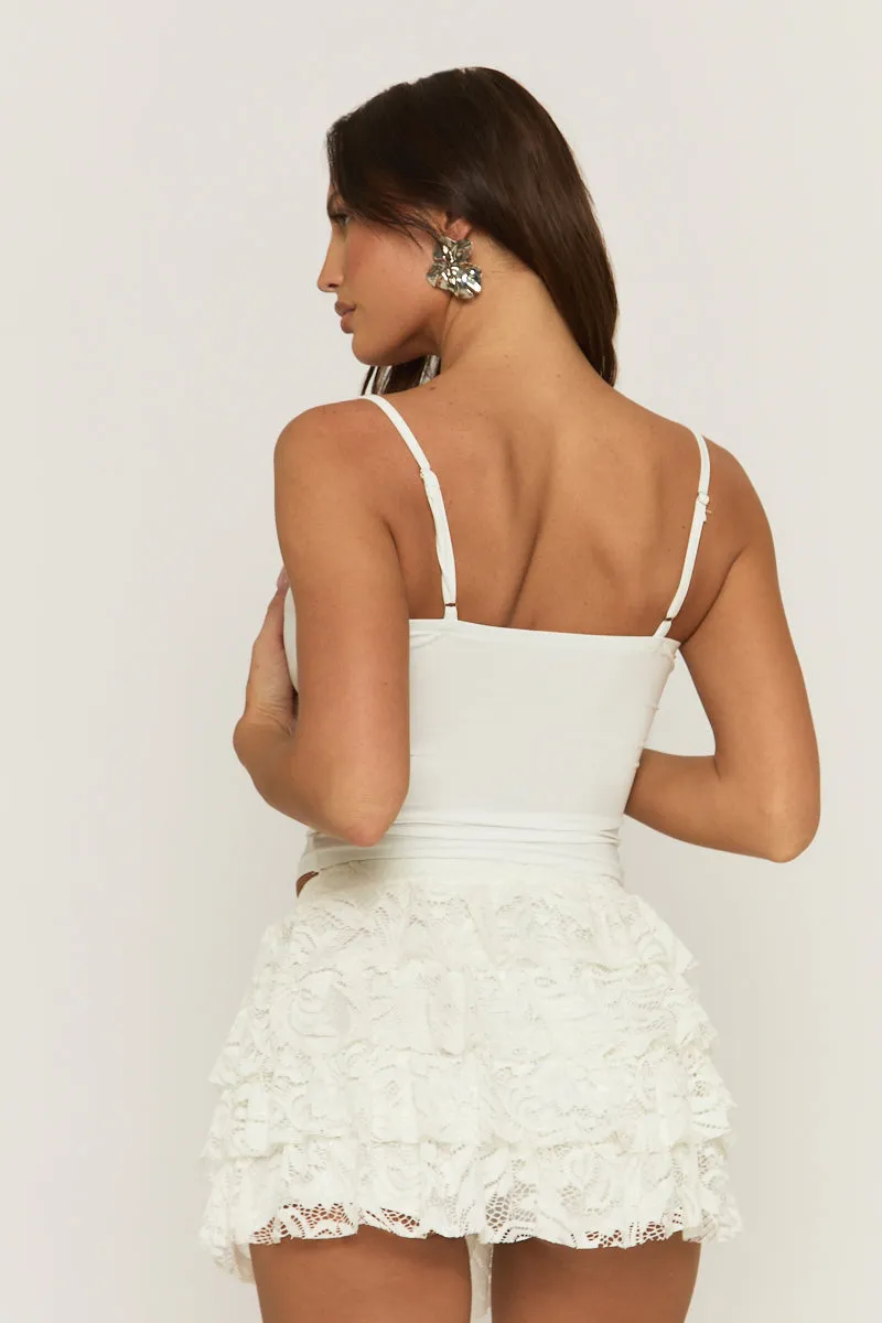 White Lace Tiered Skort - Gianna sold by Rebellious Fashion product image thumbnail 5