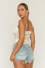 Blue Distressed Stretch Denim Shorts - Como sold by Rebellious Fashion