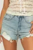 Blue Distressed Stretch Denim Shorts - Como sold by Rebellious Fashion