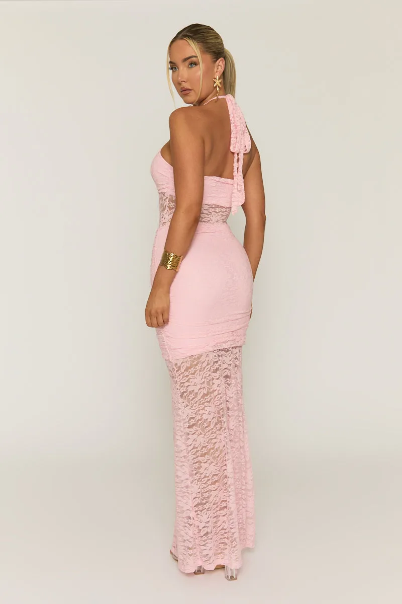 Pink Lace Ruffle Front Maxi Dress - Seol sold by Rebellious Fashion product image thumbnail 5