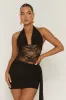 Black Lace Insert Tie Side Mini Dress - Cannes sold by Rebellious Fashion
