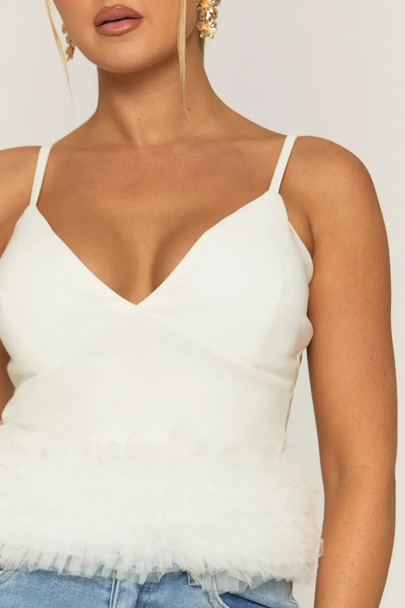White Ruffle Hem Cami Top - Cairo sold by Rebellious Fashion product image thumbnail 3