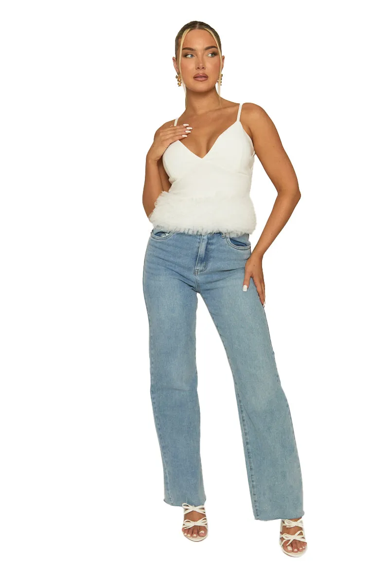 White Ruffle Hem Cami Top - Cairo sold by Rebellious Fashion product image thumbnail 5