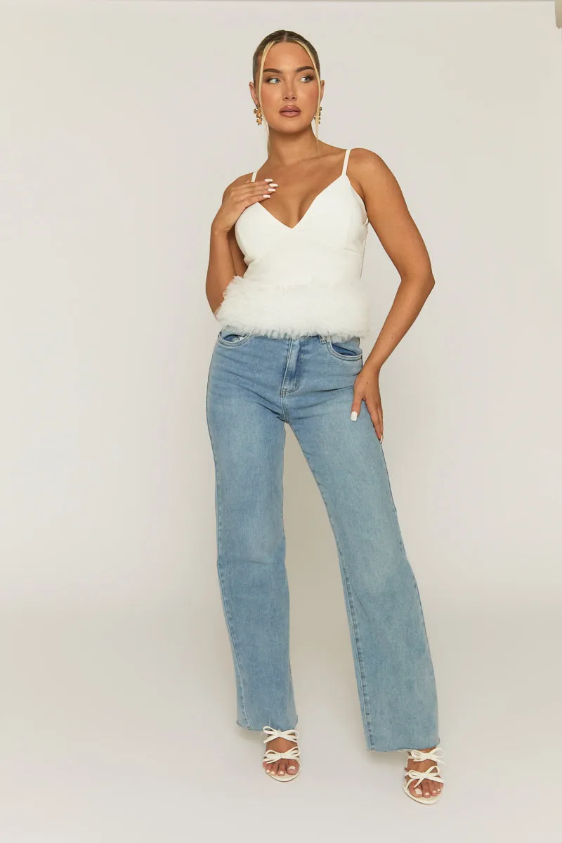 White Ruffle Hem Cami Top - Cairo sold by Rebellious Fashion product image thumbnail 4