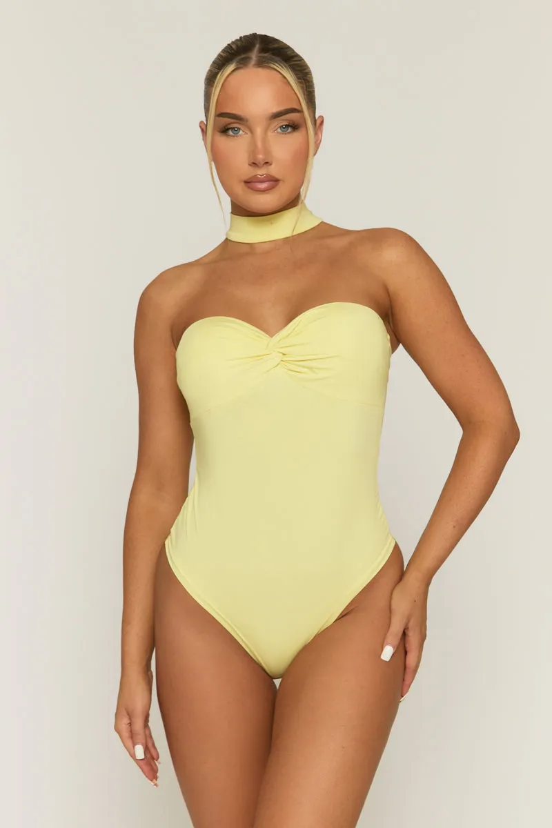 Yellow Ruched Bust Choker Detail Bodysuit - Singapore sold by Rebellious Fashion product image thumbnail 4