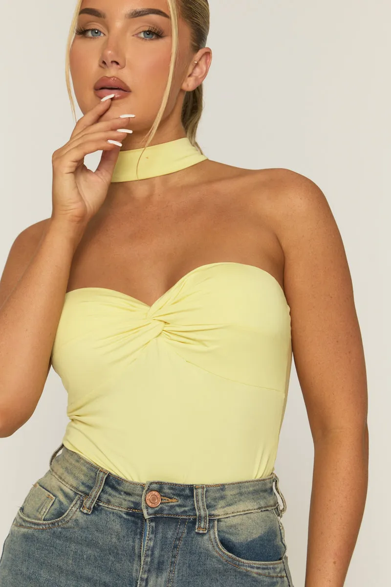 Yellow Ruched Bust Choker Detail Bodysuit - Singapore sold by Rebellious Fashion product image thumbnail 3