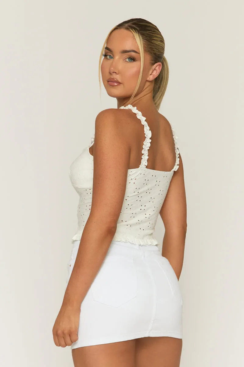 White Denim Mini Skirt - Lainey sold by Rebellious Fashion product image thumbnail 4