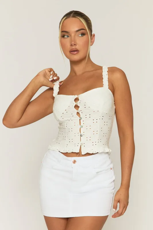 White Denim Mini Skirt - Lainey sold by Rebellious Fashion