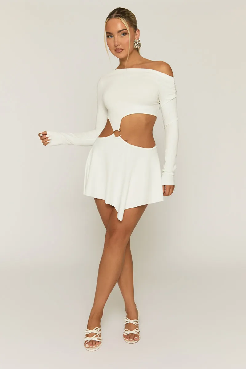 White Cut Out Ring Detail Mini Dress - Santana sold by Rebellious Fashion product image thumbnail 5