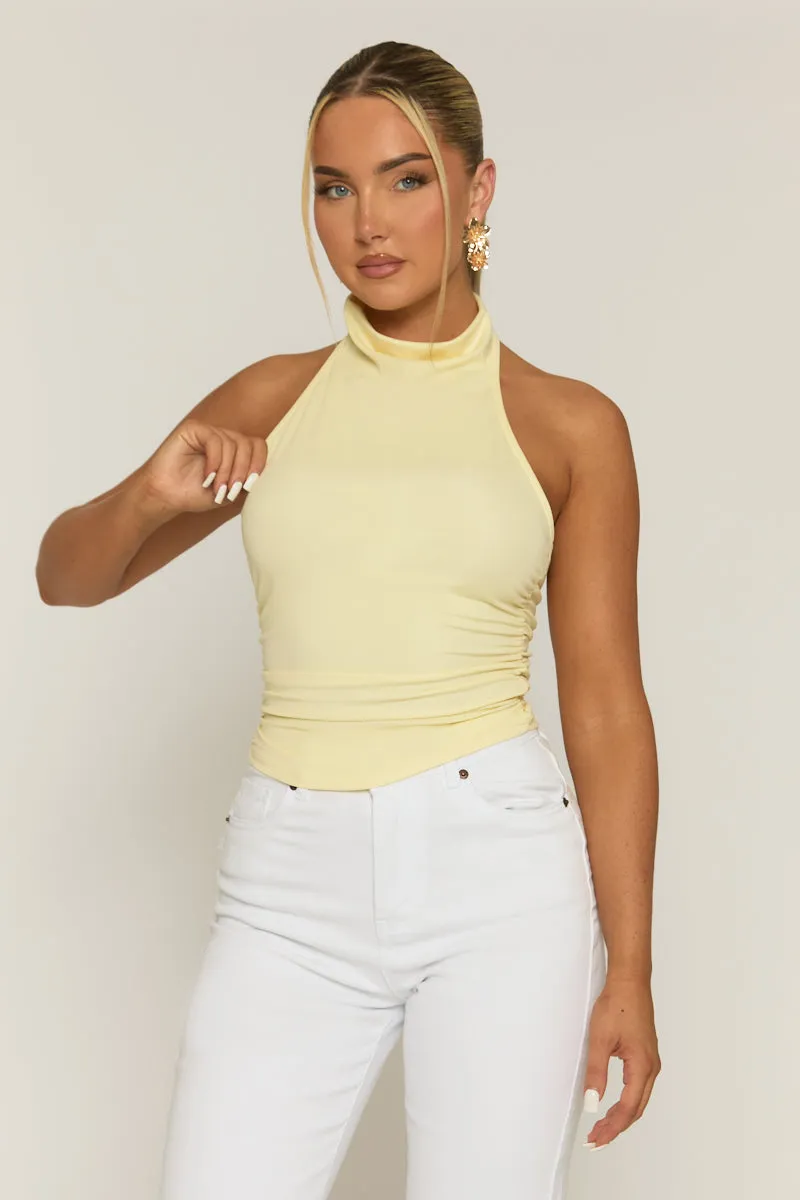 Butter Yellow Halter Cowl Neck Top - Nice sold by Rebellious Fashion