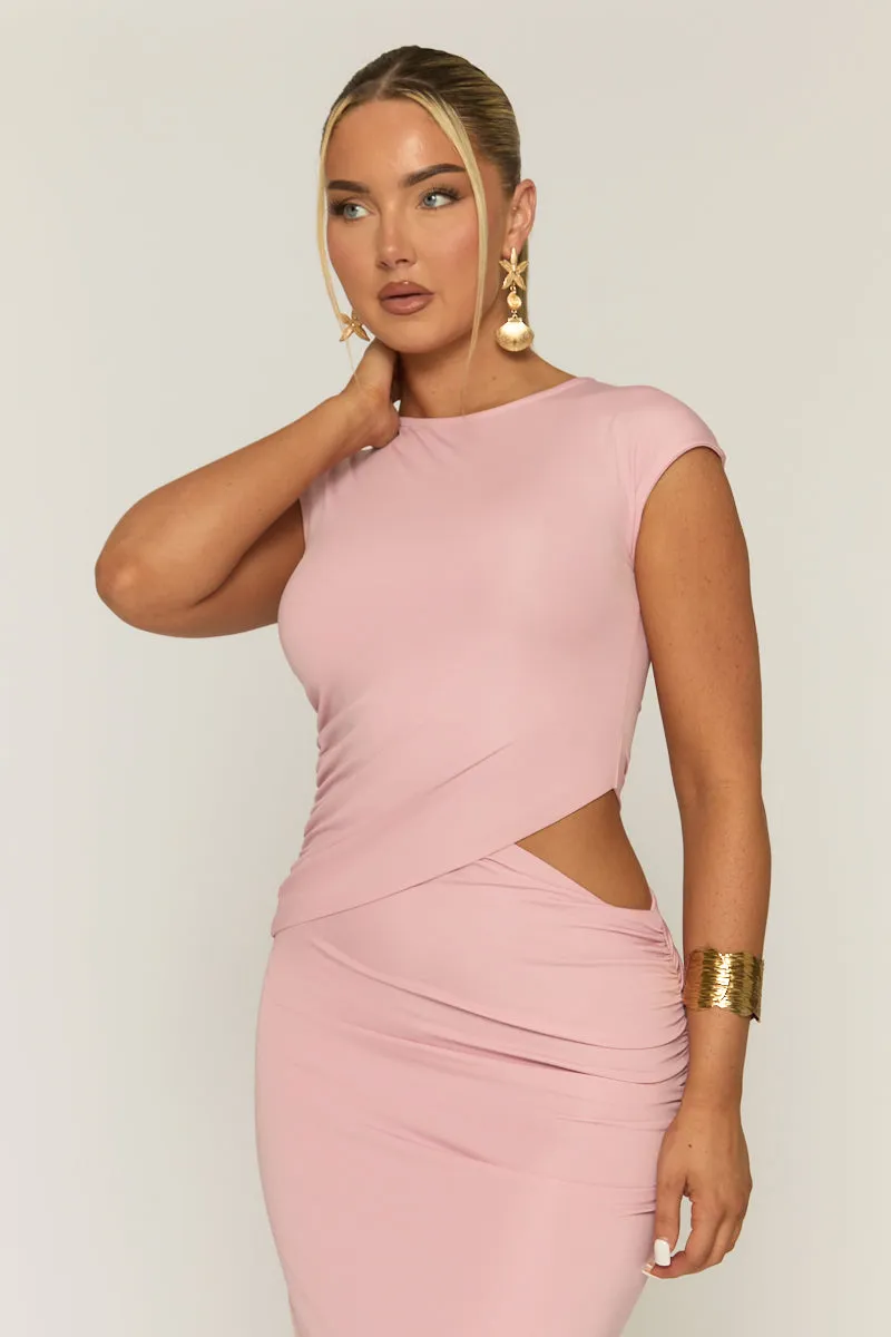 Pink Cut Out Midaxi Dress - Toulouse sold by Rebellious Fashion product image thumbnail 2