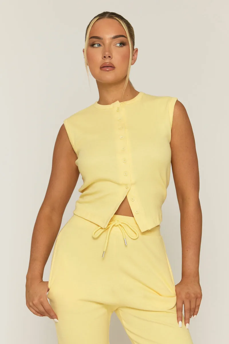 Butter Yellow Button Front Top and Wide Leg Trouser Co-ord Set - Estonia sold by Rebellious Fashion product image thumbnail 2